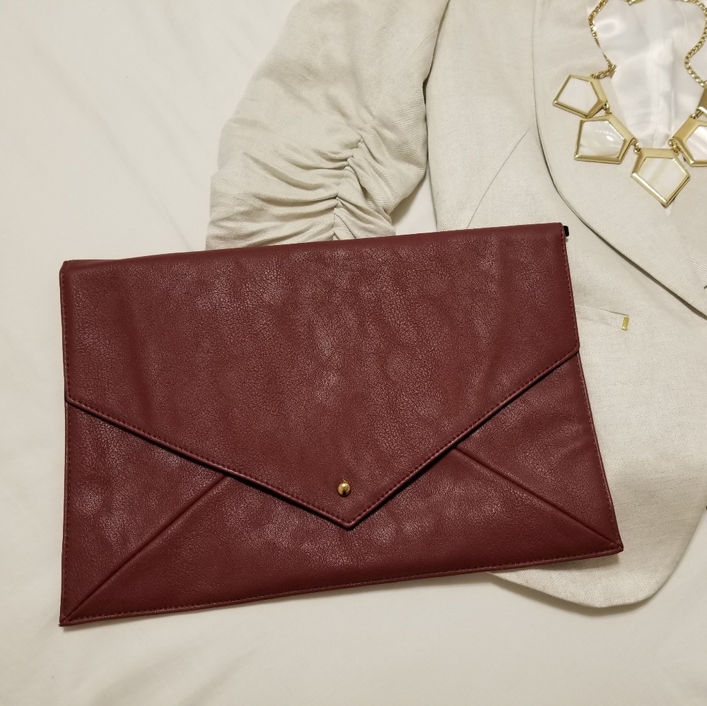 FOREVER21 | Burgundy Faux Leather Envelope Clutch